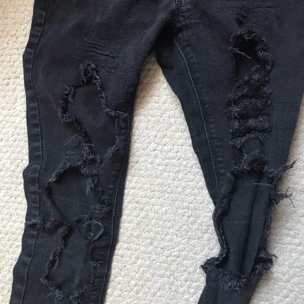 Custom Black Ripped Jeans - Picture 2 of 7